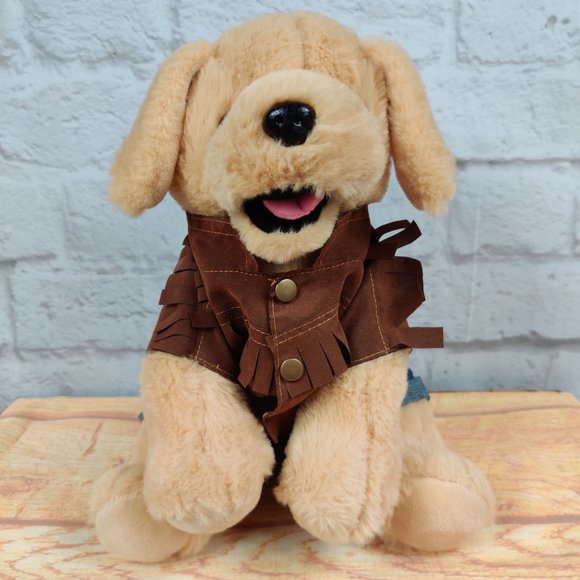 The Bear Labrador Lab Golden Retriever Dog Western Clothing Plush Stuffed Toy - Picture 1 of 12